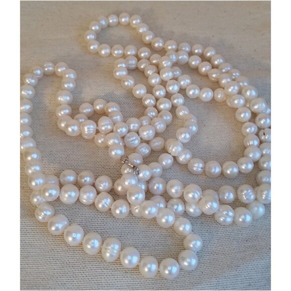 IPS Cultured Freshwater Ring Pearls Necklace Flapper Extra Long Imperial Pearl - Picture 2 of 3